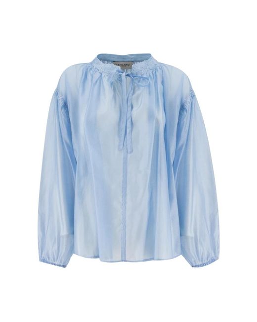 Blusa trasparente con maniche a palloncino di Ermanno Scervino in Blue