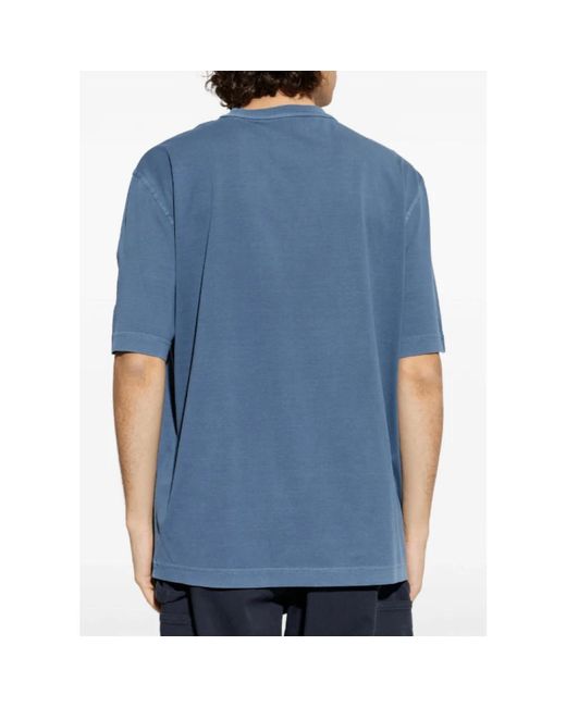 Moncler Logo Print Katoenen T-Shirt in het Blue voor heren