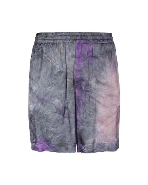 MSGM Korte Broeken ,Paars ,Viscose Bermuda Shorts Met Elastische Tailleband in het Purple voor heren