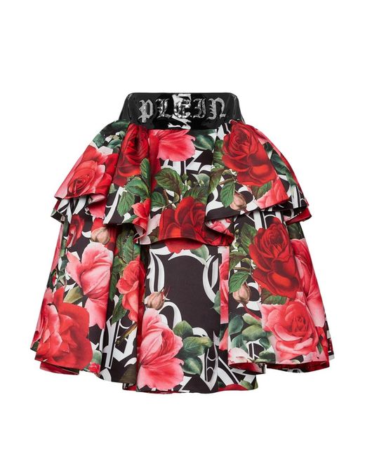 Philipp Plein Rokken ,Veelkleurig ,Polyester Blossom Skirt in het Red