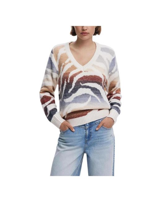 Desigual V-Neck Knitwear in het White