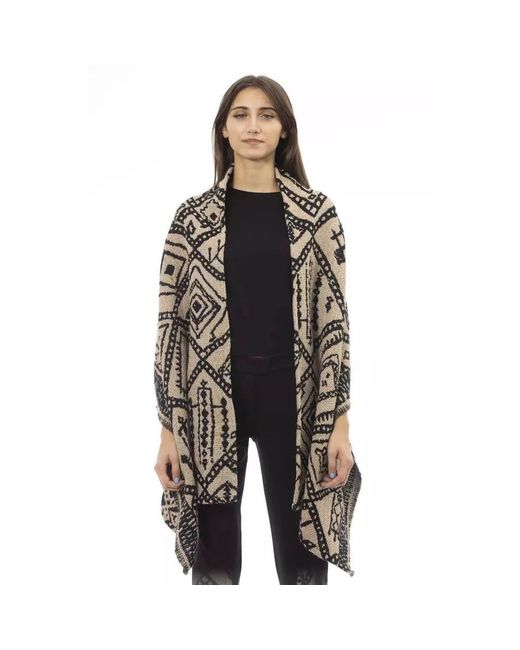 Alpha Studio Jassen ,Veelkleurig ,Wol Scandinavische Jacquard Dubbelzijdige Stola in het Black