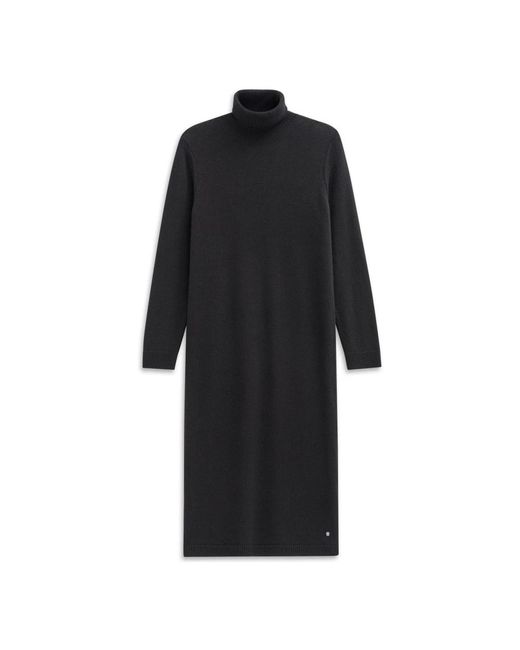 Bugatti Kleedjes ,Zwart ,Wol Gebreide Trui Jurk Met Hoge Kraag in het Black