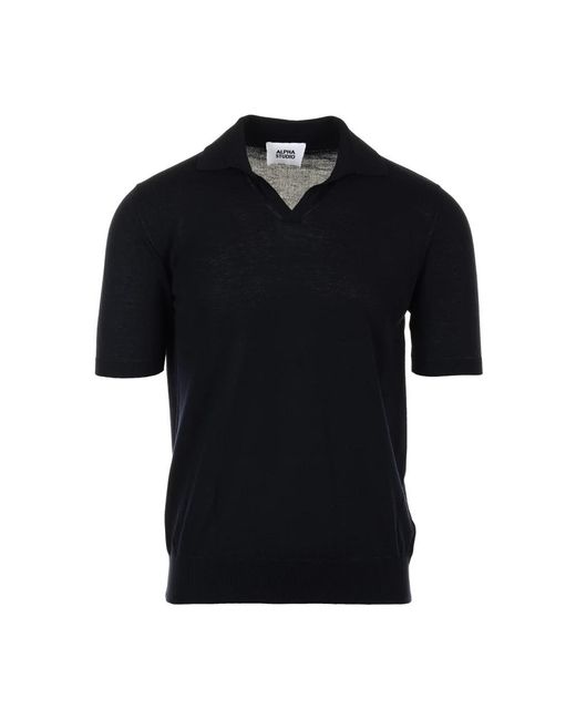 Alpha Studio Black Polo Shirts for men