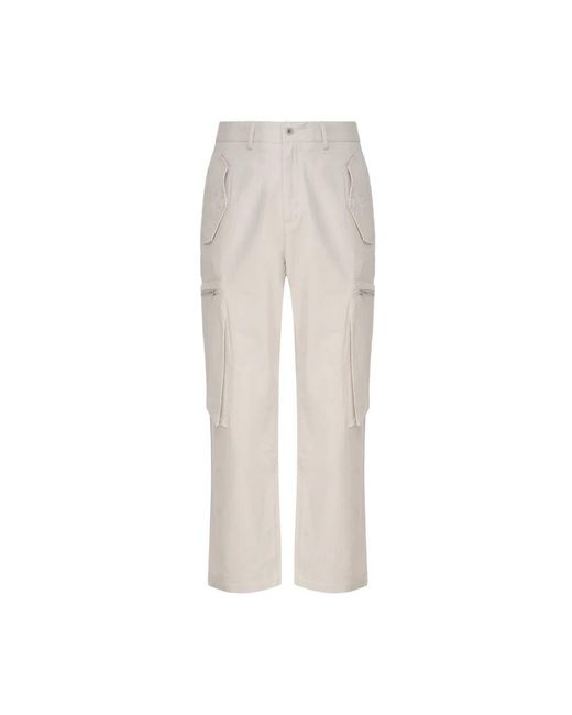 Represent White Straight Trousers for men