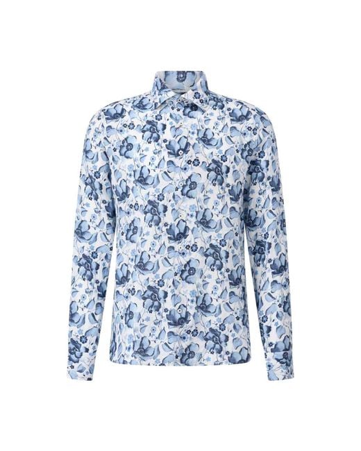 Stenstroms Blumiges Slim-Fit Leinenhemd in Blue für Herren