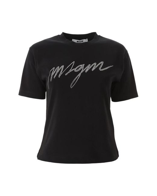 MSGM Crystal Logo T-Shirt in het Black