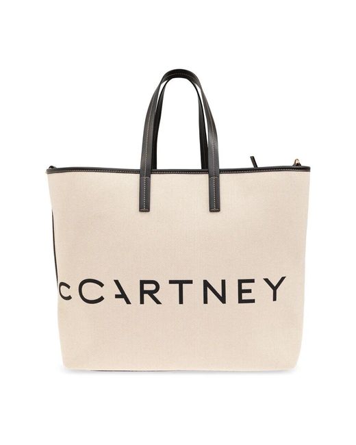 Stella McCartney Natural Shopper tasche mit logo