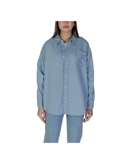 Calvin Klein Blue Langarm frühling/sommer bluse