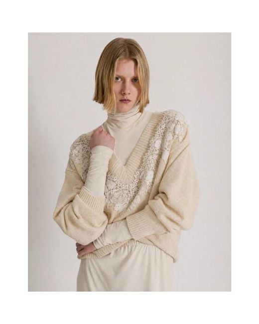 Alberta Ferretti Natural Cashmere Knitwear