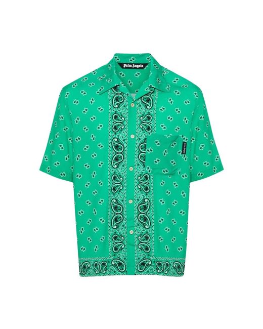Palm Angels Green Short Sleeve Shirts for men