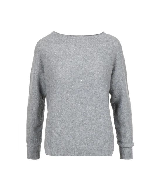Gran Sasso Micro Sequins Boat Neck in het Gray