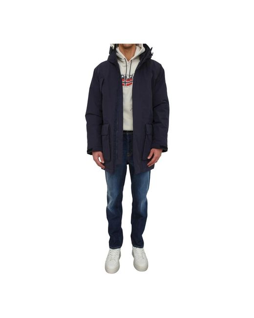 Napapijri Jassen ,Blauw ,Katoen Diries Parka Jacket in het Blue voor heren