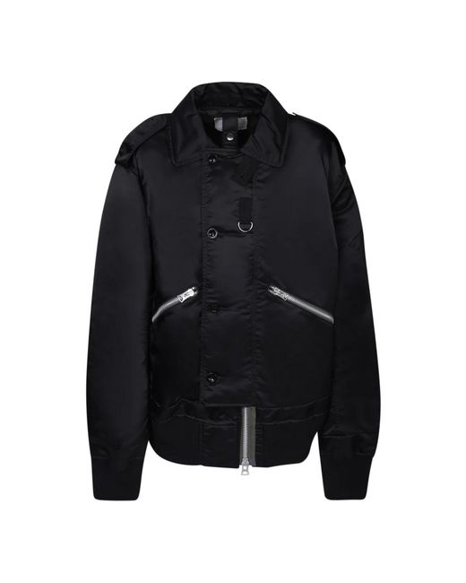 Sacai Jassen ,Zwart ,Nylon Zwarte Nylon Jas Aw 23 in het Black voor heren