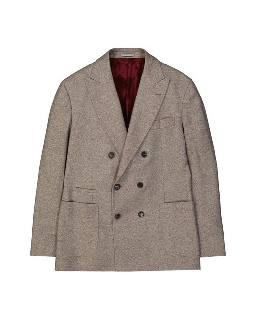 Brunello Cucinelli Brown Double-Breasted Coats for men