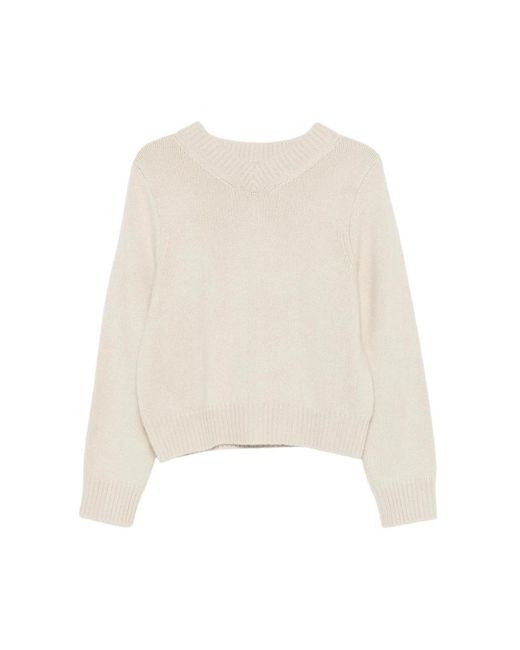 Soft Goat White V-Neck Knitwear