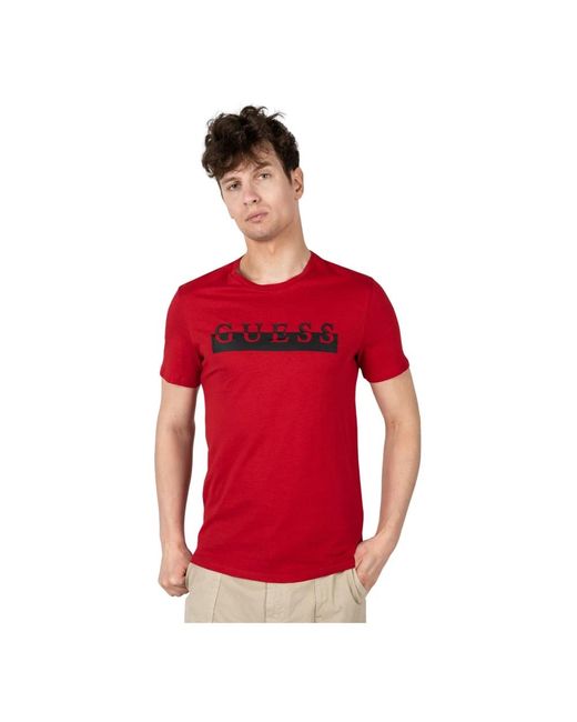 Magliette classica con girocollo di Guess in Red da Uomo