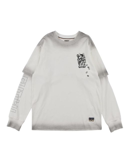 Evisu Gray Long Sleeve T-Shirts for men