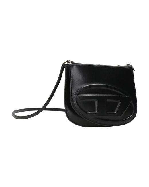 DIESEL Black Stilvolle taschen kollektion,schwarze handtasche mit oval d logo