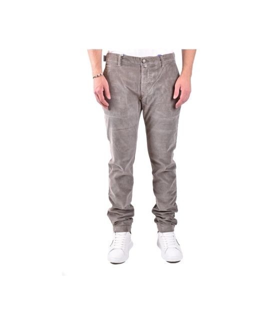 Dondup Gray Straight Trousers for men