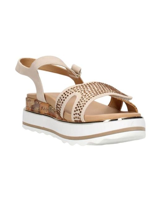 Alviero Martini 1A Classe Metallic Flat Sandals