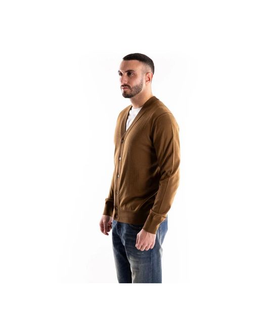 Paolo Pecora Truien & Vesten ,Bruin ,Wol Virgin Wool Cardigan in het Brown voor heren
