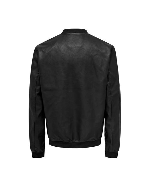 Only & Sons Leren Rits Jas in het Black voor heren