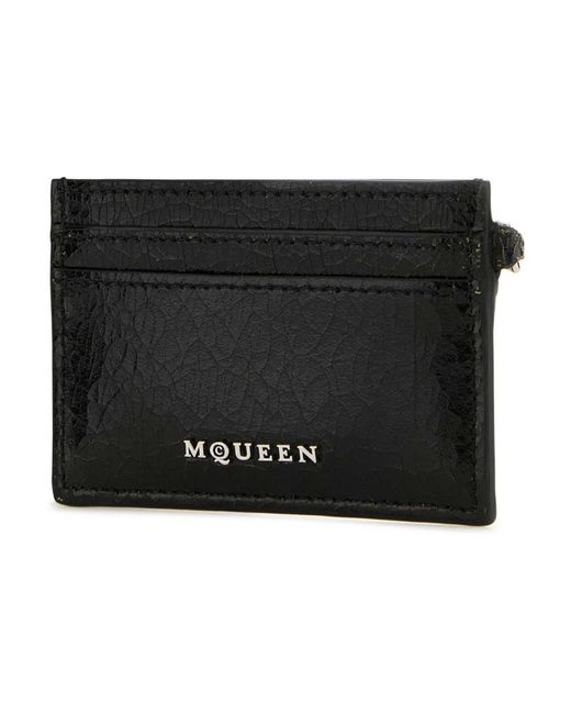 McQueen Accessoires ,Zwart ,Stijlvolle Zwarte Leren Kaarthouder in het Black voor heren