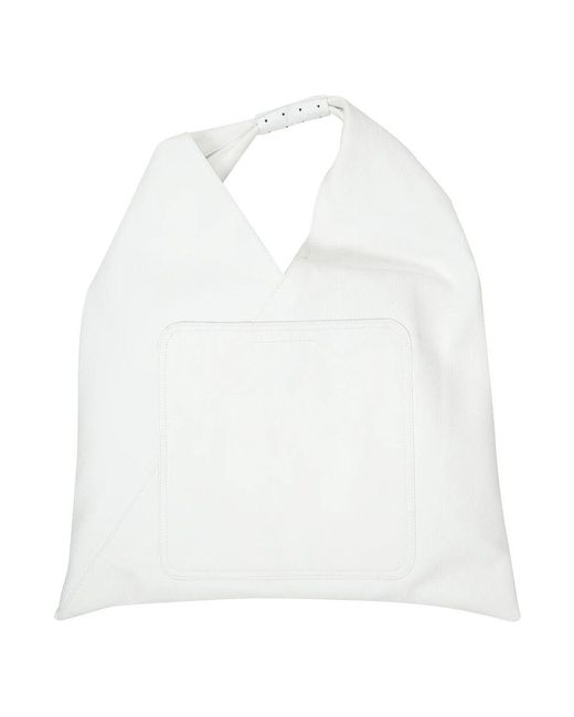 MM6 by Maison Martin Margiela White Klassische Japanische Tote-Tasche Mit Verstecktem Verschluss