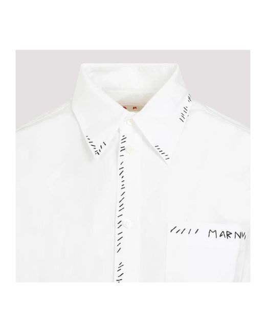 Marni White Baumwoll lily hemd