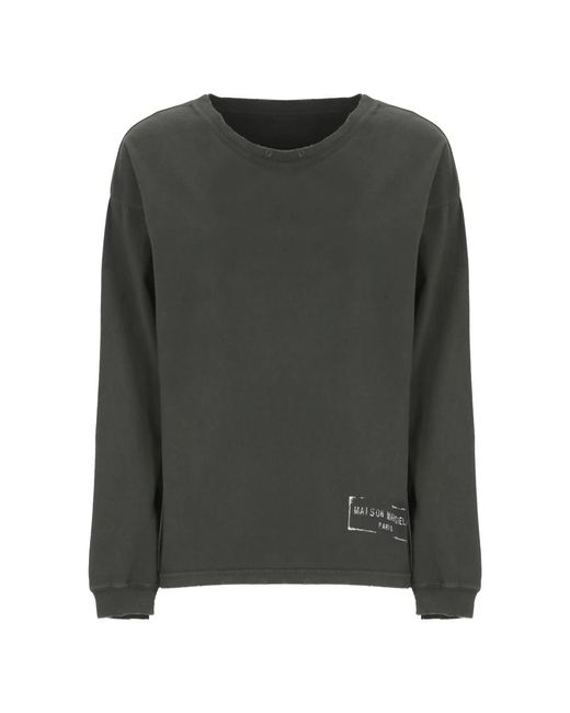 Maison Margiela Zwarte Katoenen T-Shirt Met Logo in het Green