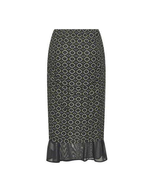 Dries Van Noten Groene Mesh Midi Rok in het Gray