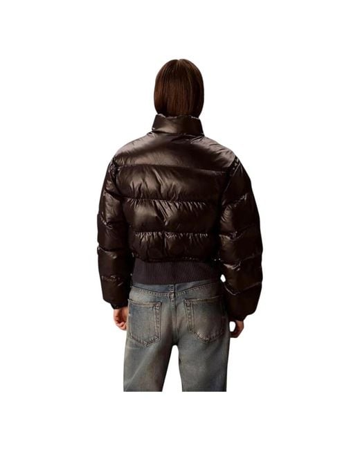 Calvin Klein Black Shine Crop Puffer