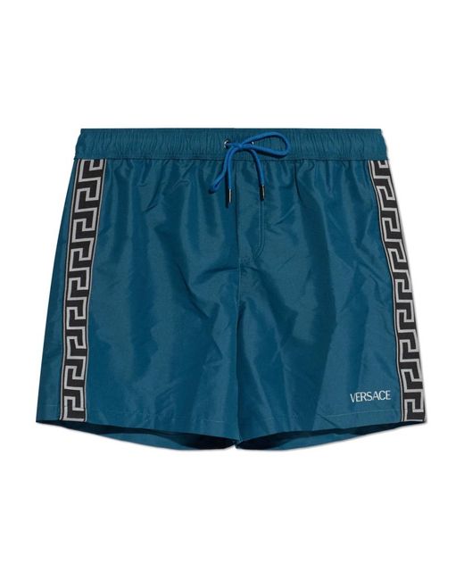Versace Badmode ,Blauw ,Polyester Jacquard Zwemshorts in het Blue voor heren