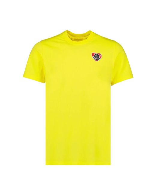 Moncler Herz logo t-shirt in Yellow für Herren