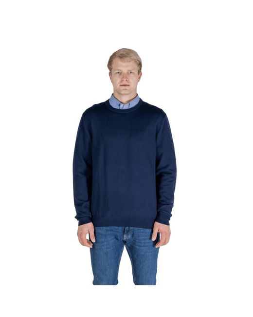 Aquascutum Blue Round-Neck Knitwear for men