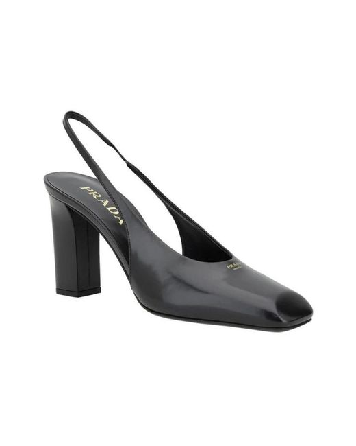 Prada Black Lederpumps Mit Eckiger Spitze
