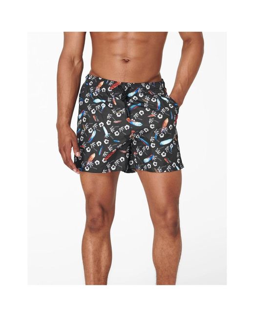 Marcelo Burlon Zwembroek Met Bloemenprint in het Blue voor heren