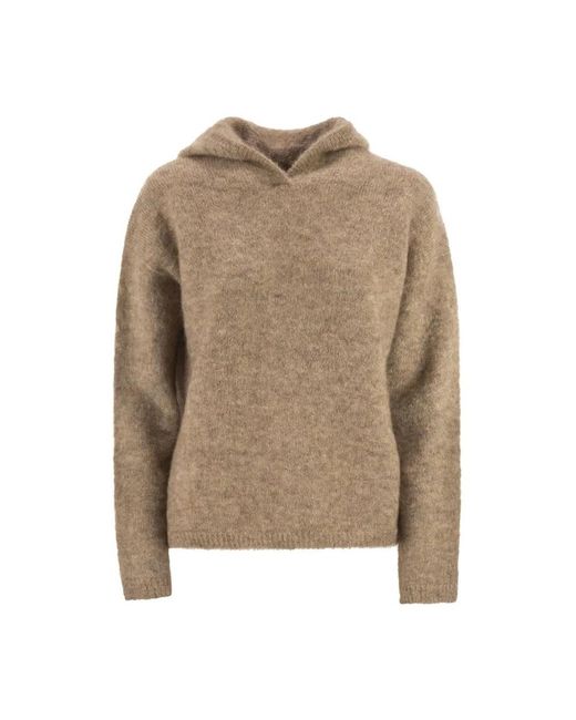 Max Mara S Knit Hooded Pullover in het Natural