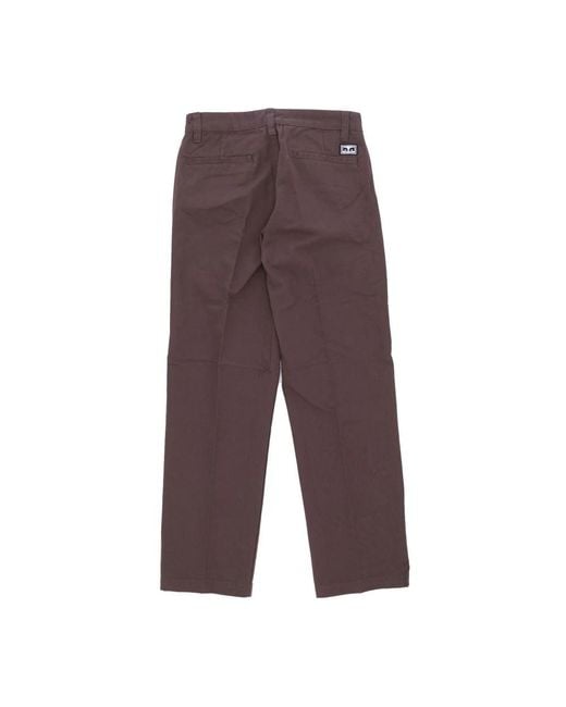 Obey Brown Straight Trousers for men