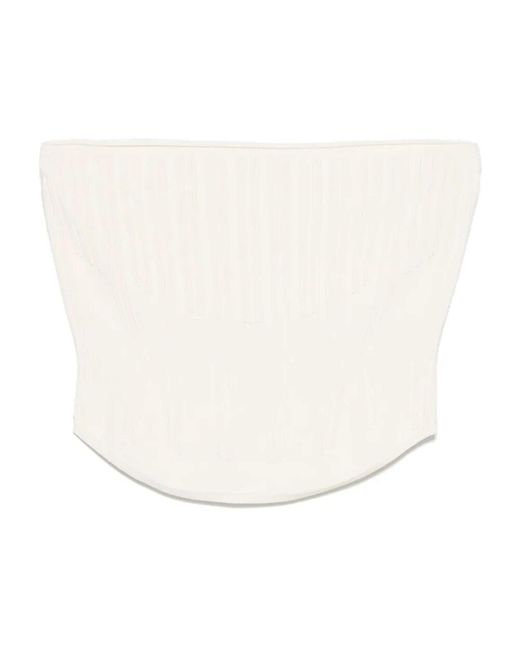 Mugler White Sleeveless Tops