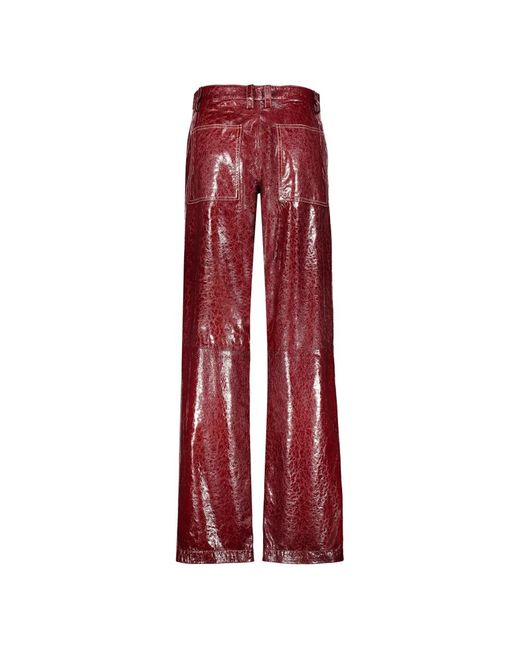 Missoni Broeken ,Rood ,Leer Leren Broek Contraststiksels Voorzakken in het Red