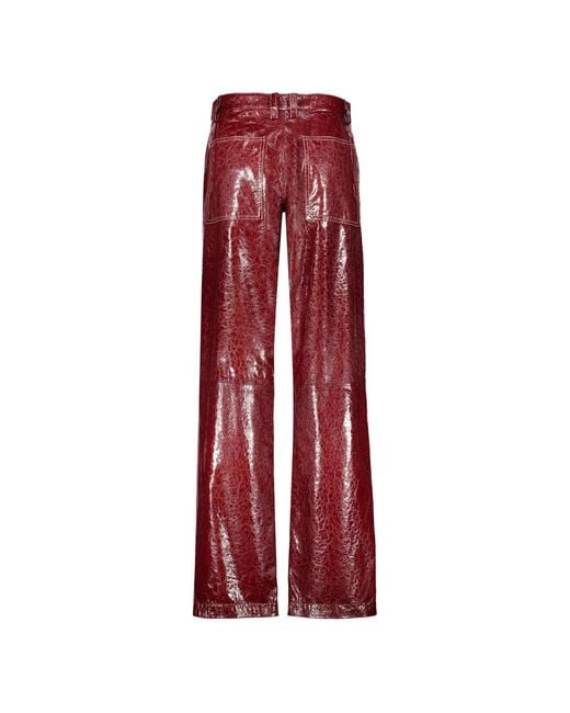 Missoni Red Leather Trousers