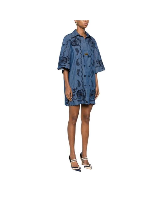 Zimmermann Aster Denim Mini Jurk in het Blue