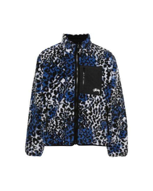 Reversible leopard print outerwear di Stussy in Blue da Uomo