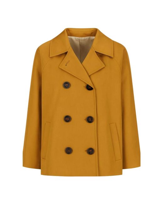 Max Mara Jassen ,Geel ,Double-Breasted Jas in het Yellow