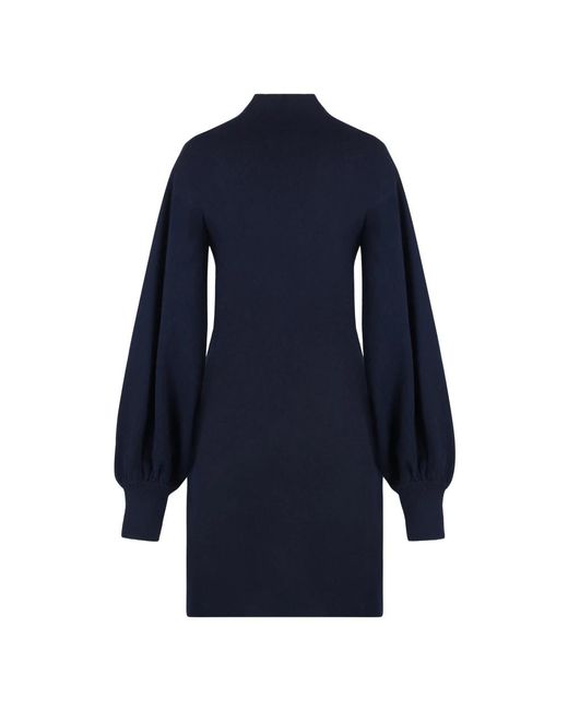 Malo Kleedjes ,Blauw ,Kasjmier Kasjmier Gebreide Jurk Met Geribbelde Randen in het Blue