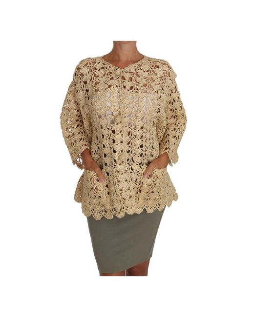 Dolce & Gabbana Natural V-Neck Knitwear
