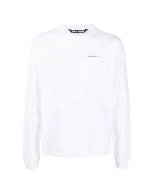 Palm Angels White Long Sleeve Tops for men