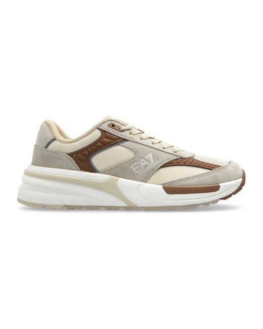 EA7 Schoenen ,Leer Sportschoenen Met Logo in het Natural